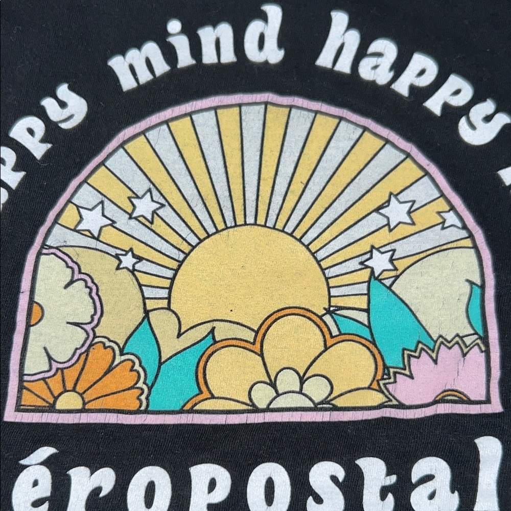 🛍️ 3 for $20 🛍️ - Aeropostale Women’s Black Tee with Colourful Graphic - Picture 4 of 5
